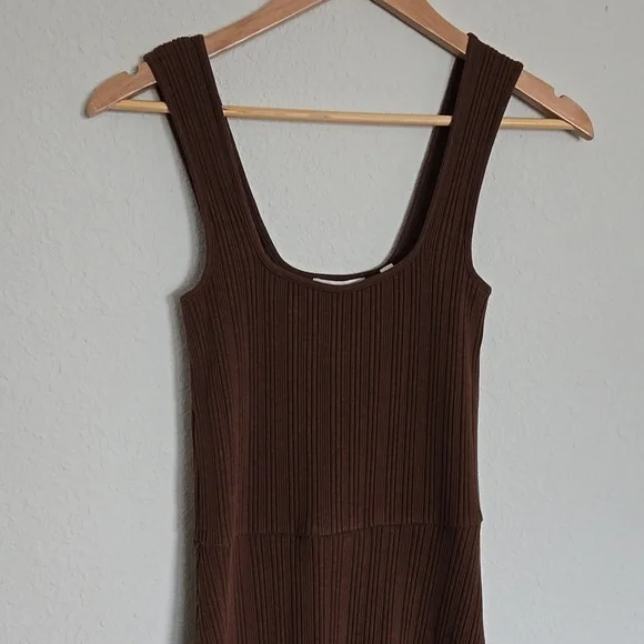Vince Rib Sweetheart-Neck Camisole Dress Sleeveless A-line Hazelnut Brown S - Picture 4 of 10